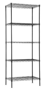 5-Tier Wire Storage Rack - Black, 3' Wide