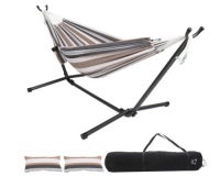 ONCLOUD Double Hammock w/ Steel Stand,&nbsp;Pillows, &nbsp;9ft,&nbsp;Desert Stripe, May Be Missing Hardware