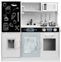 Pretend Play Kitchen Wooden Toy Set for Kids with 11 Accessories, White, Missing Hardware