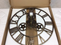 Steampunk Roman Numeral Silent Wall Clock,&nbsp;Gold Metal Frame, 16" - E-Comm Return, Appears New&nbsp;