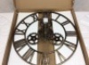 Steampunk Roman Numeral Silent Wall Clock,&nbsp;Gold Metal Frame, 16" - E-Comm Return, Appears New&nbsp;
