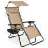 Folding Zero Gravity Recliner Patio Lounge Chair w/ Canopy, Side Tray