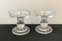 Set of (2) Clear Candle Holders