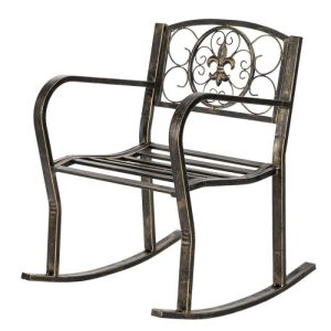 Metal Fleur-de-lis Patio Rocking Chair