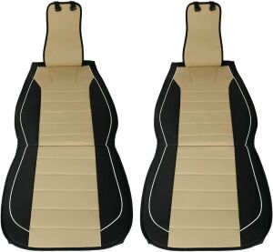 Universal 5-Seat Car Seat Cover - Black/Beige