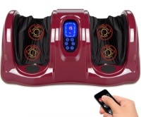 Therapeutic Foot Massager w/ High Intensity Rollers, Remote, 3 Modes, Burgundy