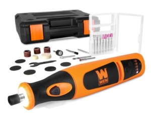 WEN 23072 Variable Speed Lithium-Ion Cordless Rotary Tool Kit with 24-Piece Accessory Set, Charger, and Carrying Case