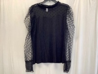 Womens Polka Dot Puffy Sleeve Top, Size XL