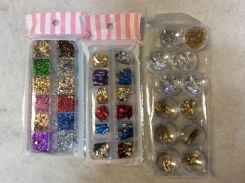 Case of Approx (100)&nbsp;Warmfits Foil&nbsp;Flakes Holographic Nail Glitter&nbsp;Sets - New&nbsp;