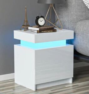 20.5" 2-Drawer LED Nightstand - White