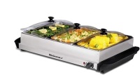 Elite Gourmet Platinum EWM-6171 Maxi-Matic 7.5 Quart Triple Buffet&nbsp;Food Warmer, Slotted Lids, Stainless Steel - Appears New&nbsp;
