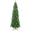 7.5' Partially Flocked Spruce Pencil Christmas Tree w/ Berries, Pine Cones