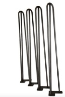 WEN TL28B 28-Inch Mid-Century Modern Satin Black Hairpin Table Legs, 1/2" Diameter, Set of 4, Missing Hardware