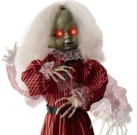 Haunted Holly Animatronic Roaming Doll Halloween Decoration w/ Light-Up Eyes