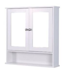 Double-Door Bathroom Wall Cabinet - White