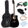 Full Size Beginner Acoustic Guitar Set with Case, Strap, Capo