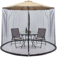 Adjustable Bug Net Accessory for Patio Umbrella w/ Zippered Door
