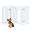 4-Panel Freestanding Wooden Pet Gate w/ Door, Support Feet