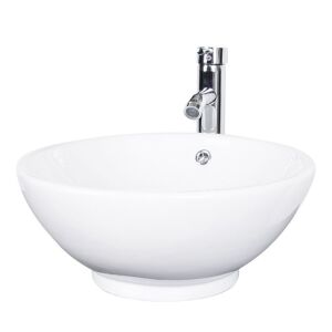 Elecwish Ceramic Circular Vessel Sink with Faucet 