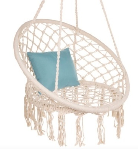 Cotton Macrame Hammock Hanging Chair Swing, Beige