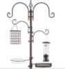 4-Hook Bird Feeding Station, Steel Feeder Stand w/ 2 Bird Feeders - 91in, Bronze
