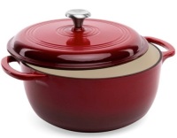 6qt Non-Stick Enamel Cast-Iron Dutch Oven&nbsp;w/ Side Handles, Deep Red