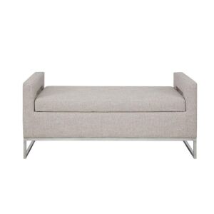 Madison Park Crawford 50" Upholstered Bench with Solid Wood Frame, Metal Base