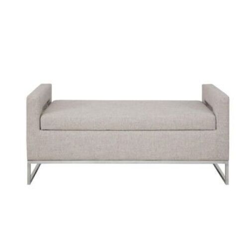 Madison Park Crawford 50" Upholstered Bench with Solid Wood Frame, Metal Base
