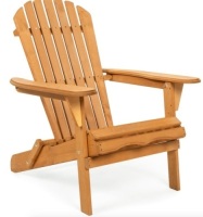 Folding Wooden Adirondack Chair Accent Furniture w/ Natural Finish - Brown