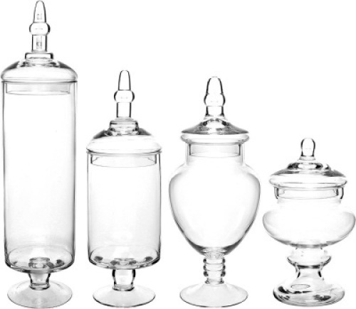MyGift Large Classic Clear Glass Lid Apothecary Jars, Set of 4 - Appears New  