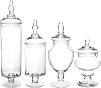 MyGift Large Classic Clear Glass Lid Apothecary Jars, Set of 4&nbsp;- Appears New&nbsp;&nbsp;