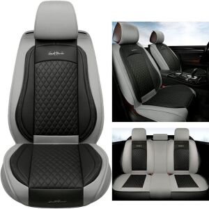 Giant Panda Vehicle Seat Covers - Full Set, Gray/Black, Faux Leather