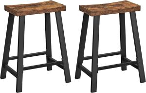 Set of (2) 23.6" Bar Stools - Rustic Brown/Black