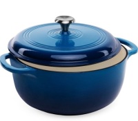 6qt Non-Stick Enamel Cast-Iron Dutch Oven Kitchen Cookware w/ Side Handles, Deep Blue