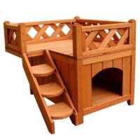 Wood Pet House with Deck&nbsp;