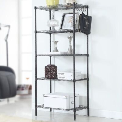 59" 5-Tier Metal Wire Storage Rack- Black