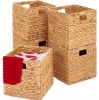 Set of 5 Collapsible Hyacinth Storage Baskets w/ Inserts - 12x12in, Natural