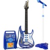 Kids Electric Guitar Toy Play Set w/ 6 Songs, Microphone, Amp, Blue