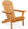 Folding Wooden Adirondack Chair Accent Furniture w/ Natural Finish - Brown