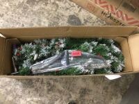 7.5ft Partially Flocked Spruce Pencil Christmas Tree w/ Berries, Pine Cones
