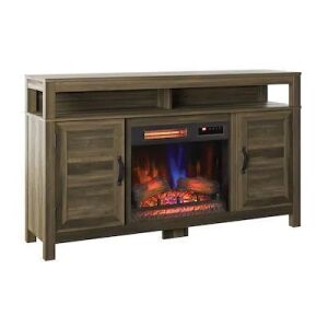 allen+roth 59.5" TV Stand with Electric Fireplace - Canyon Lake Pine