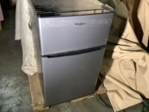 Whirlpool 3.1 cu. ft. Mini Fridge in Stainless Steel with Dual Door True Freezer - Dented