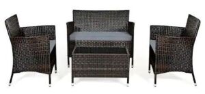 4-Piece Wicker Patio Conversation Set