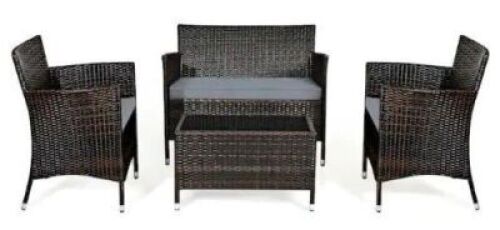 4-Piece Wicker Patio Conversation Set