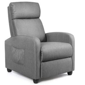 Pu Leather Massage Recliner Chair with Footrest - Gray