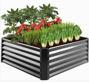 Outdoor Metal Raised Garden Bed for Vegetables, Flowers, Herbs - 4x4x1.5ft, Missing Hardware