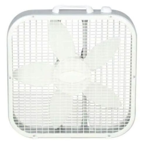 Lasko&nbsp;Save-Smart Energy Efficient 20 in. 3 Speed White Box Fan with Built-In Carry Handle