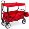 Utility Wagon Cart w/ Folding Design, 2 Cup Holders, Removable Canopy, Red, Missing Hardware