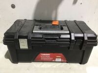 Husky&nbsp;26 in. Black Plastic Portable Tool Box with Metal Latches - Missing 1 Latch&nbsp;