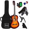 Beginner Acoustic Guitar Set w/ Case, Strap, Digital Tuner, Strings - 38in, Sunburst